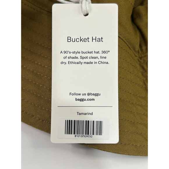 BAGGU Bucket Hat Adjustable Tamarind 90s Style Organic Cotton Tree Sprout Logo - Picture 6 of 9